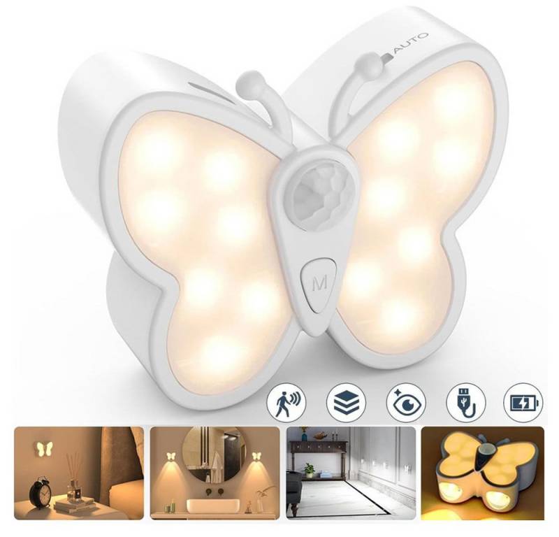 PRIISF LED Schreibtischlampe Bewegungsmelder Nachtlicht LED Treppenlicht Dimmbar Wandleuchte AKKU, Aufladbar, USB Magnetisch Nachtlampe Orientierungslicht, Stufenlicht LED Unterbauleuchte Schranklampe, Batterie Wandlampe Flurlampe für Kinderzimmer, Schlafzimmer, Garderobe von PRIISF