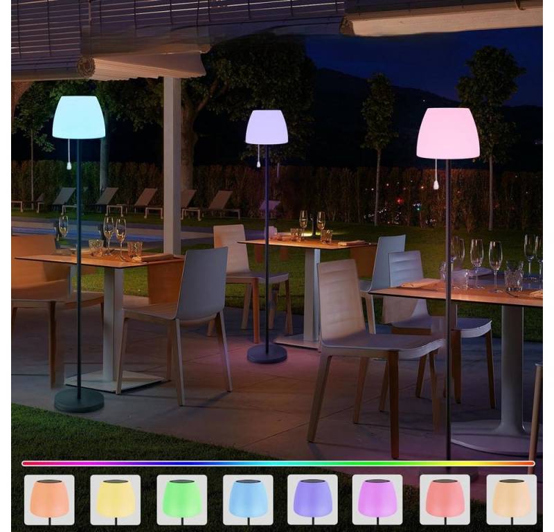 PRIISF LED Solarleuchte Outdoor Solar Stehlampe Solarlampen Dimmbar Stehleuchte USB Aufladbar, Höhenverstellbar, mit Lichtsensor IP65 Wasserdicht kabellos Außenstehlampe, Innen LED Stehleuchte Farbwechsler Standleuchte Leselampe Wohnzimmer Deckenfluter, Standlampe Bodenlampe für Garten, Hof, Weg, Auffahrt, Terrasse, Pool von PRIISF