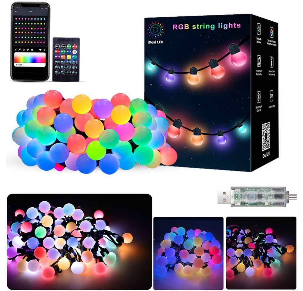 PRIISF LED-Streifen LED Kugeln Lichterkette Bunt Glühbirnenkette Smart Birnen Beleuchtung, Wasserdicht Ambiente Musik Licht Garten Balkon Party Hochzeit Dekorate PRIISF LED-Streifen LED Kugeln Lichterkette Bunt Glühbirnenkette Smart Birnen Beleuchtung, Wasserdicht Ambiente Musik Licht Garten Balkon Party Hochzeit Dekorate von PRIISF