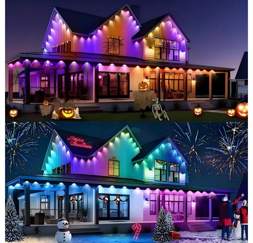 PRIISF LED-Streifen Permanente Außenbeleuchtung LED Smart RGBIC Außenleuchten Trauflichter, Outdoor LED Strip für Traufe, Dach, Garten, Party Deko PRIISF LED-Streifen Permanente Außenbeleuchtung LED Smart RGBIC Außenleuchten Trauflichter, Outdoor LED Strip für Traufe, Dach, Garten, Party Deko von PRIISF