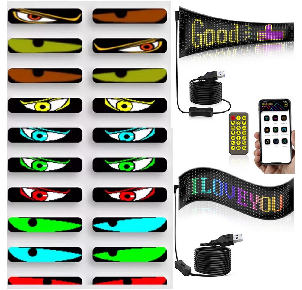 PRIISF LED Stripe Licht LED Devil Eye Lampe Dynamische Lampe Teufel Augen Licht, RGB LED Digital Display Flexibler Bildschirm Laufschrift von PRIISF