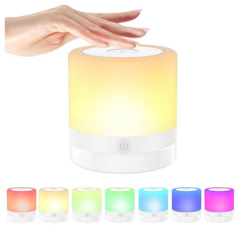 PRIISF LED Tischleuchte RGB Nachttischlampe Touch Dimmbar Tischlampe 7 Farbmodi Nachtlicht USB, Weiß, LED fest integriert, 7 Farbwechseln, Warmweiß, RGB, Dekoleuchte Dimmfunktion Atmosphä Nachtlampe Schlafzimmer Wohnzimmer von PRIISF