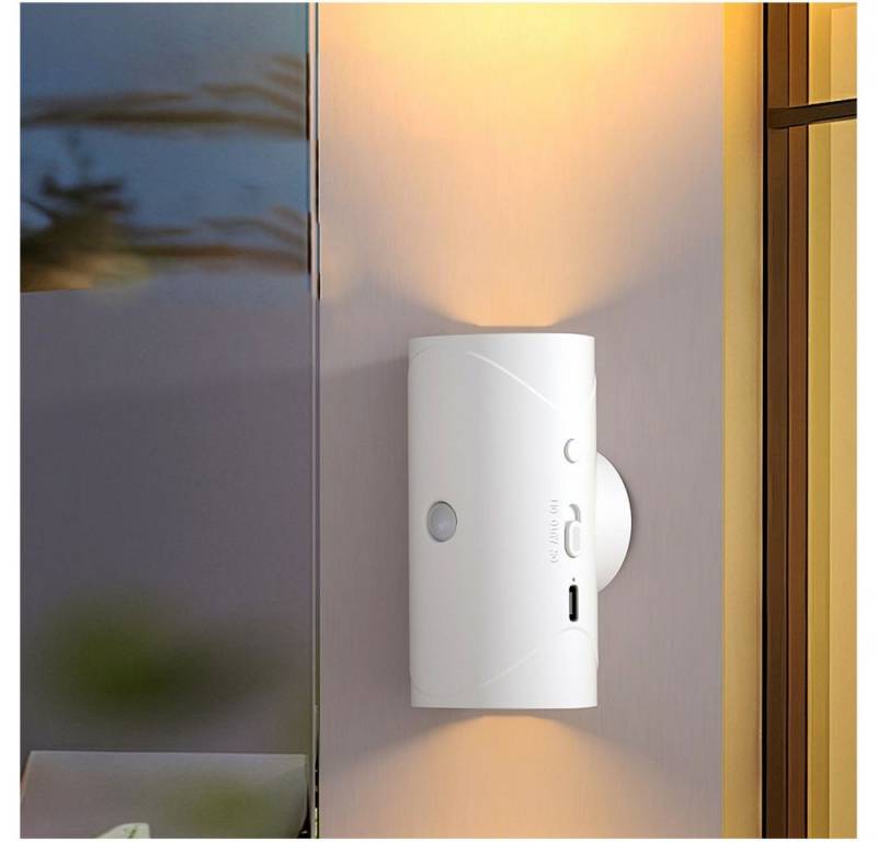 PRIISF LED Wandstrahler Wandleuchte LED Wandlampe Bewegungssensor Flurlampe Up Down Nachtlicht, Wiederaufladbar, Magnetische kabellose Nachttischlampe, Dimmbar Nachtlampe, LED Wandleuchte Flur Strahler Innen Wohnzimmer Beleuchtung Modern von PRIISF