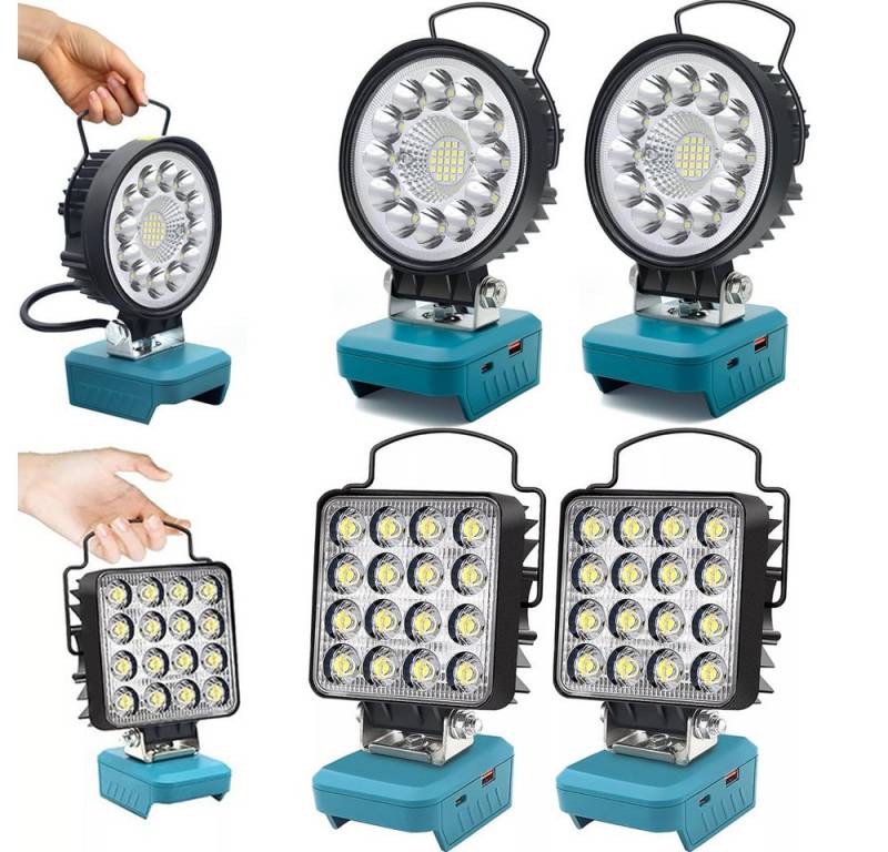 PRIISF Laterne LED Camping Handlampe Arbeitsleuchte Bodenleuchte Zeltlampe Strahler (Für Makita Li-ion Akku 18V, Tragbare Campinglampe Baustrahler mit Typ-C und USB-Ladeanschluss), Aufladen von Smartphones, Lautsprechern, Tablets, Digitalkameras von PRIISF