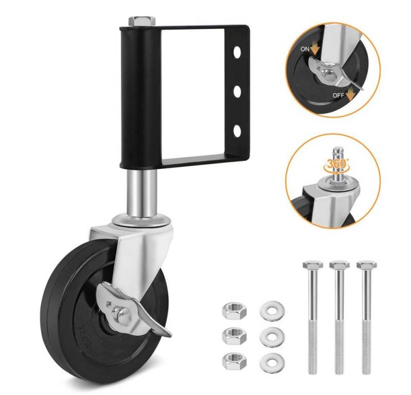 PRIISF Lenkrolle 100mm Federbelastete Torrollen Laufrollen, (100 KG Belastbarkeit, 1-St., Hochleistungs Stoßdämpfung Lenkrollen), für Holztore,Zäune und Gartentor von PRIISF