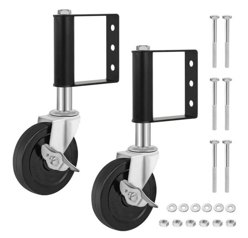 PRIISF Lenkrolle 100mm Federbelastete Torrollen Laufrollen, (100 KG Belastbarkeit, 2-St., Hochleistungs Stoßdämpfung Lenkrollen), für Holztore,Zäune und Gartentor von PRIISF