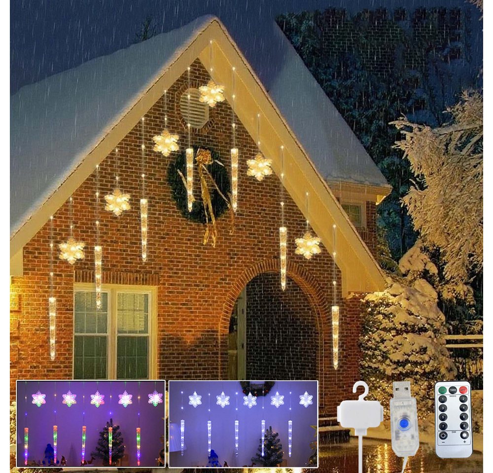PRIISF Lichterkette LED Lichterkette Eisregen LED Lichtervorhang Weihnachten Beleuchtung, Fenster Lichterketten Eiszapfen Schneeflocken Xmas Dachkante Garten PRIISF Lichterkette LED Lichterkette Eisregen LED Lichtervorhang Weihnachten Beleuchtung, Fenster Lichterketten Eiszapfen Schneeflocken Xmas Dachkante Garten von PRIISF
