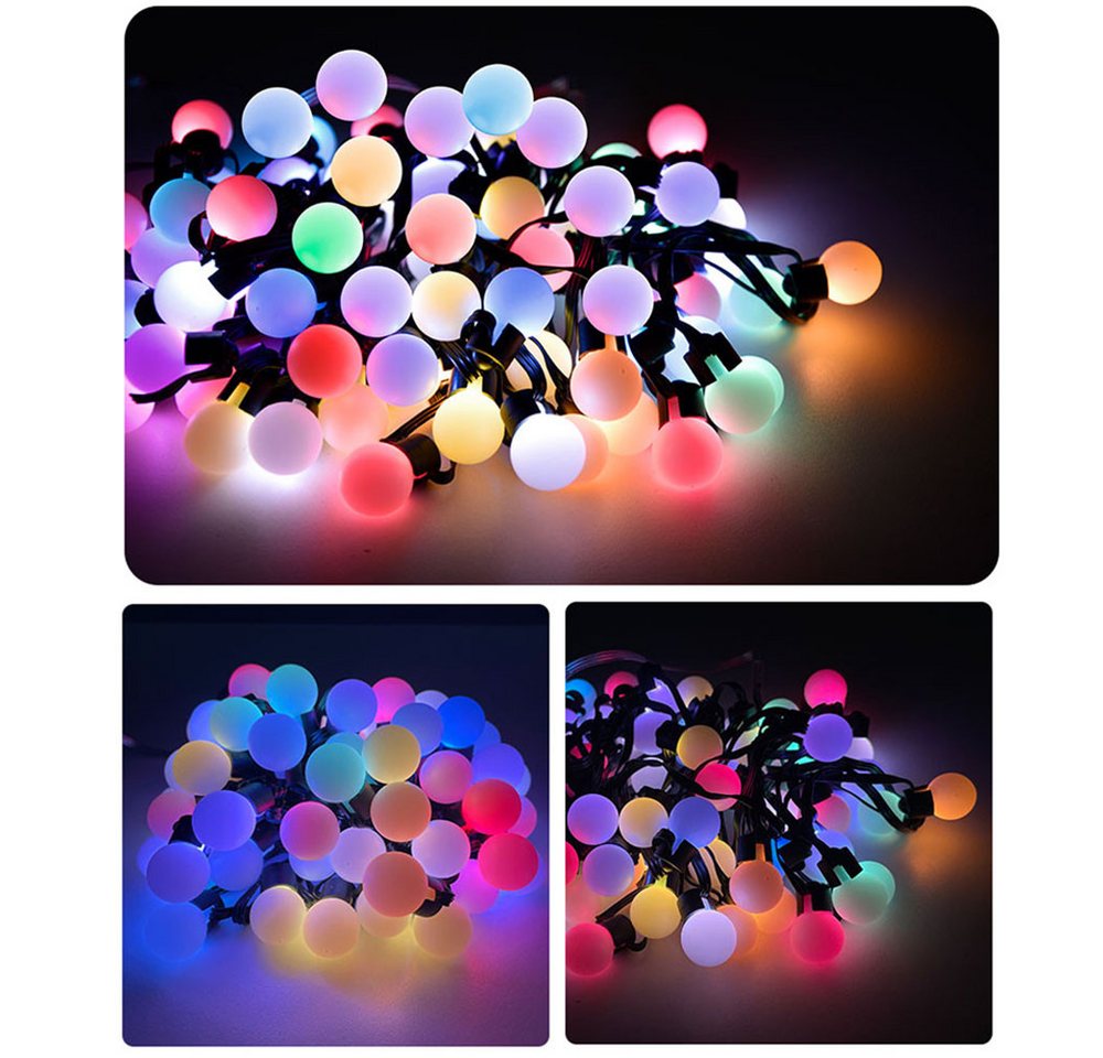 PRIISF Lichterkette LED-Lichterkette RGB Leuchtkugeln Partylichterkette Kugel Beleuchtung, USB Smart Lichterkette App Fernbedienung Außen Musik Wasserdicht IP65 von PRIISF