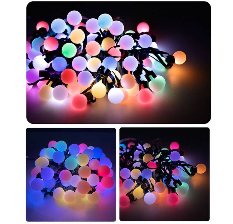 PRIISF Lichterkette LED-Lichterkette RGB Leuchtkugeln Partylichterkette Kugel Beleuchtung, USB Smart Lichterkette App Fernbedienung Außen Musik Wasserdicht IP65 von PRIISF