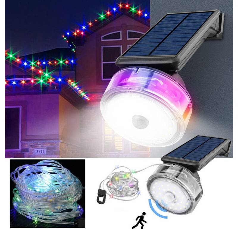 PRIISF Lichterkette RGB Spot Außenbeleuchtung Stripe Lichterkette mit LED Fluter Strahler, mit Bewegungsmelder Außenleuchte Flutlichte 8m flackernd Lichtschlauch von PRIISF