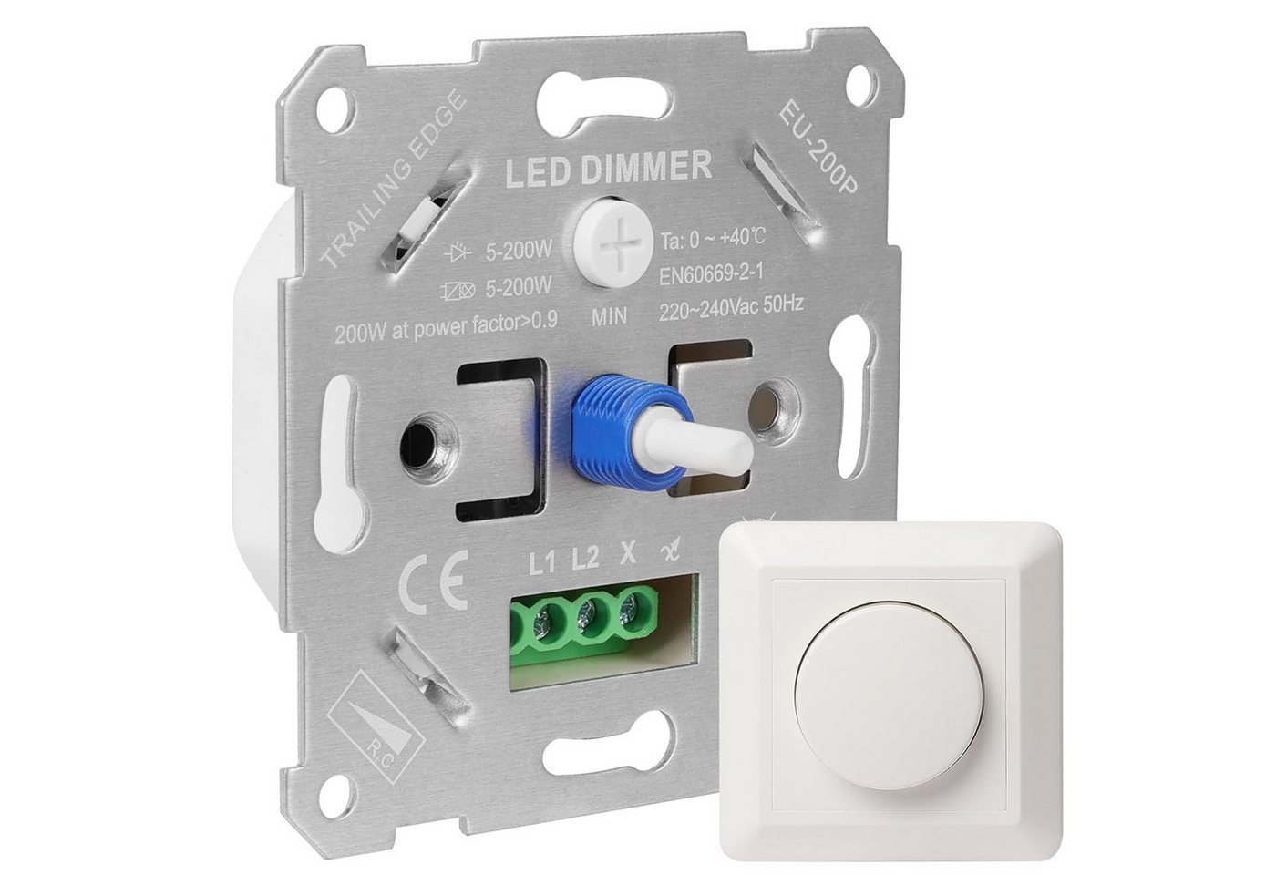 PRIISF Lichtschalter LED Dimmer Drehdimmer Schalter Unterputz Phasenabschnitt Dimmschalter (5-200W Phasenabschnittsdimmer für dimmbare LED Lampe Glühlampe Halogen, Universal Dimmer Lichtschalter mit Unterputzdose & Abdeckung), kompatibel Busch-Jäger, GIRA, Berker, Jung, Kopp, Legrand, Merten usw PRIISF Lichtschalter LED Dimmer Drehdimmer Schalter Unterputz Phasenabschnitt Dimmschalter (5-200W Phasenabschnittsdimmer für dimmbare LED Lampe Glühlampe Halogen, Universal Dimmer Lichtschalter mit Unterputzdose & Abdeckung), kompatibel Busch-Jäger, GIRA, Berker, Jung, Kopp, Legrand, Merten usw von PRIISF