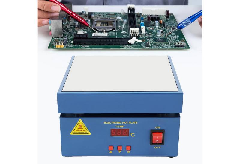 PRIISF Lötkolben Lötstation Heizplatte LCD Elektrische Vorwärmstation Löt Heizstation, max. 400 °C, max. 800 W, für Erwärmung Komponenten, SMD-Rework, PCB-Entfernung und Löten, LED Mikrocomputer elektrische Vorwärmung Rework Heater Lab, Labor Heizplatte Wissenschaftliche Laborausrüstung Laborbedarf, 200X200MM Elektrische Löt-Heizplatte Schweißer-Heizplatte Kochplatte von PRIISF