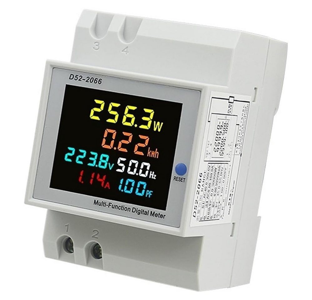PRIISF Multimeter Stromzähler DIN Hutschiene Digital Wechselstromzähler Zwischenzähler, (AC 40-450V 100A, LCD Digital Monitor Leistungsanalysator), Wechselstromzähler Wattmeter Geeicht Stromzähler Für DIN Hutschiene von PRIISF