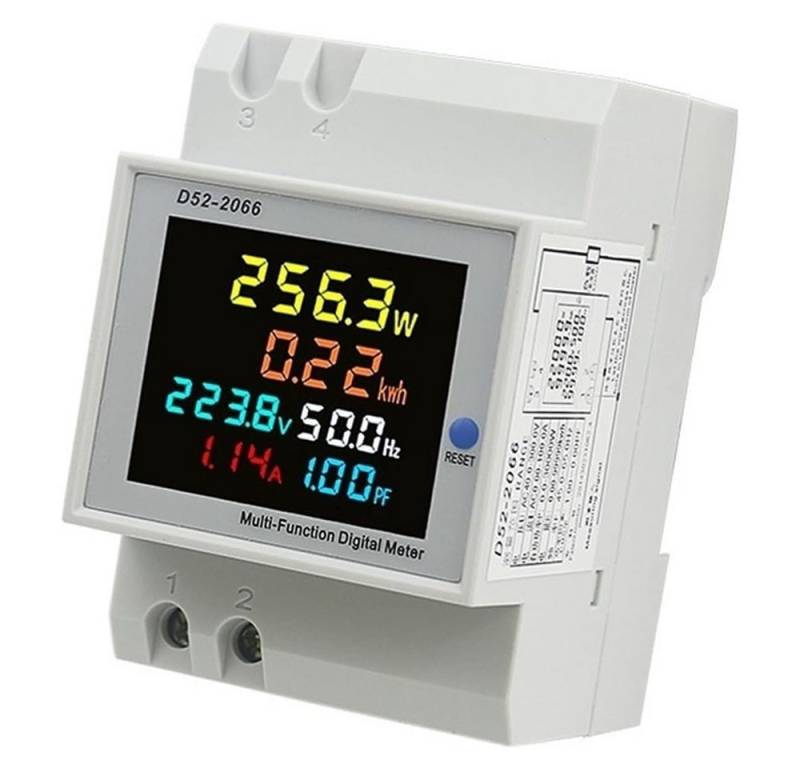 PRIISF Multimeter Stromzähler DIN Hutschiene Digital Wechselstromzähler Zwischenzähler, (AC 40-450V 100A, LCD Digital Monitor Leistungsanalysator), Wechselstromzähler Wattmeter Geeicht Stromzähler Für DIN Hutschiene von PRIISF