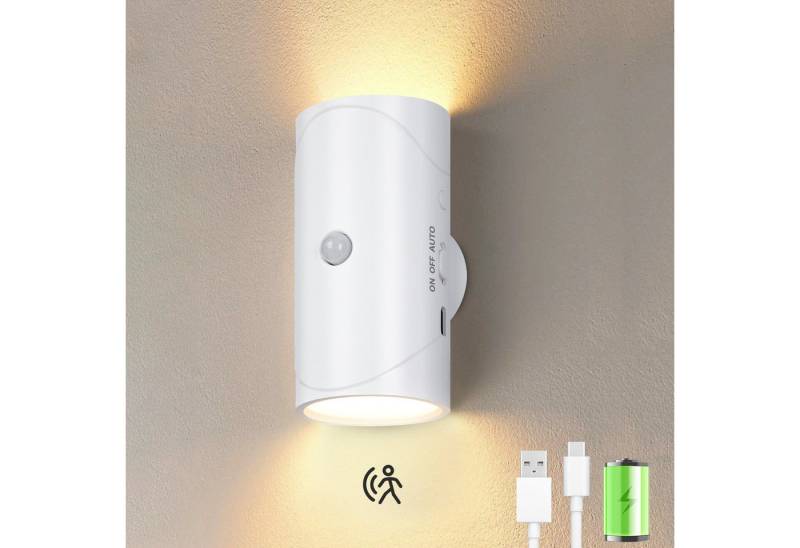 PRIISF Nachtlicht LED Wandleuchte Wandleuchte mit Bewegungsmelder Akku USB Treppenlicht, mit-Automatikfunktion, LED Sensorenlicht Als Taschenlampe verwendbar, Mit Schalter Innenbeleuchtung USB Aufladbare Wandbeleuchtung, Wand Strahler Licht Up Down Warmweiß Leuchten Nachttischlampe von PRIISF