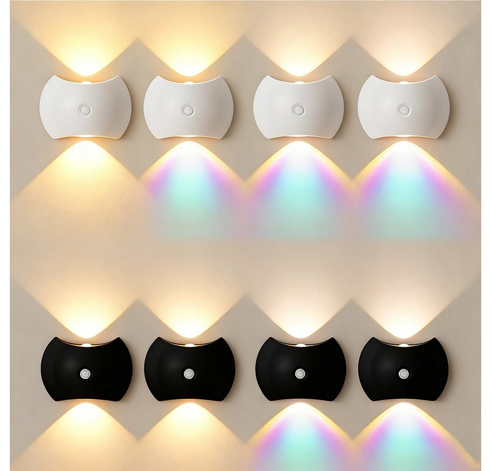 PRIISF Nachtlicht Wandleuchte ohne Stromanschluss Bewegungsmelder Akku Wandlampe Innen, USB-Aufladbare, Wand Lampe Batterie Flur Strahler Licht Up Down Kabellos Treppenlicht, RGB, Sonnenuntergangs Lichteffekt, 3000K Warmweiß, 4500K Neutralweiß, 6500K Tageslichtweiß, LED Wandbeleuchtung Wandlicht für Treppe Flur Wohnzimmer Schlafzimmer PRIISF Nachtlicht Wandleuchte ohne Stromanschluss Bewegungsmelder Akku Wandlampe Innen, USB-Aufladbare, Wand Lampe Batterie Flur Strahler Licht Up Down Kabellos Treppenlicht, RGB, Sonnenuntergangs Lichteffekt, 3000K Warmweiß, 4500K Neutralweiß, 6500K Tageslichtweiß, LED Wandbeleuchtung Wandlicht für Treppe Flur Wohnzimmer Schlafzimmer von PRIISF