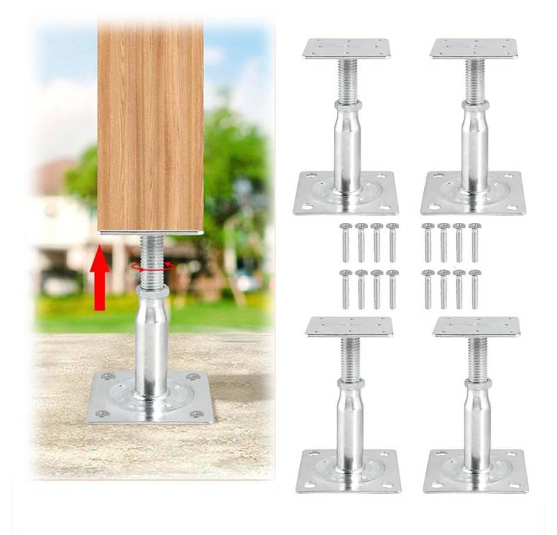 PRIISF Pfostenträger 4er Pfostenträger höhenverstellbar 100 - 190mm Pfostenschuh Stützenfuß, für Pfostenstütze 75x75mm 95x95mm, Gewinde Verzinkt Stützenfuß Pfostenträger Zum Aufschrauben Betonfuß, (Regulierbar Stützpfosten Höhenverstellbar, Pfostenanker höhenverstelbar zum Aufschrauben), verstellbar stützen Bodenfuß Stützenfuss Zum Einbetonieren PRIISF Pfostenträger 4er Pfostenträger höhenverstellbar 100 - 190mm Pfostenschuh Stützenfuß, für Pfostenstütze 75x75mm 95x95mm, Gewinde Verzinkt Stützenfuß Pfostenträger Zum Aufschrauben Betonfuß, (Regulierbar Stützpfosten Höhenverstellbar, Pfostenanker höhenverstelbar zum Aufschrauben), verstellbar stützen Bodenfuß Stützenfuss Zum Einbetonieren von PRIISF