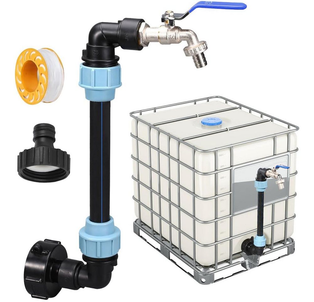 PRIISF Regentonne IBC Regenwassertank Regentanks Adapter Schwanenhals Messing Wasserhahn, 1000 l, (IBC Tank Regentonne Öltank Verbinder, Grobgewinde S60x6 Auslaufhahn Absperrhahn), IBC Tanks Container Schlauchverschraubung von PRIISF