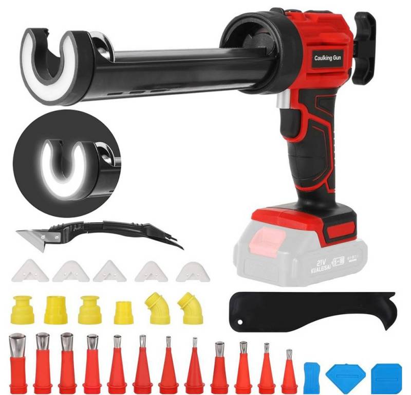 PRIISF Rohrschneider Kartuschenpistole 18V Akku Silikonpistole Kartuschenpresse Glaskleber, (integriertes LED-Licht Beleuchtung ohne Akku und Ladegerät), 300ml Kartuschenpistole Glaskleber Für Makita 18V Akku Silikonpistole von PRIISF