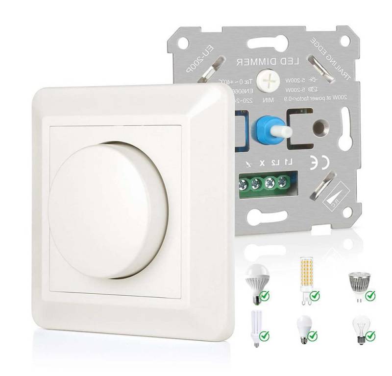 PRIISF Schalter Universal Drehdimmer Unterputz Phasenabschnitt LED Dimmer Dimmschalter (Dimmer Schalter für dimmbare LED Lampen Glühlampe Sparlampen Halogen, 5-200W Universaldimmer Lichtschalter mit Unterputzdose & Abdeckung), komp. mit Busch-Jäger, GIRA, Berker, Jung, Kopp, Legrand, Merten usw PRIISF Schalter Universal Drehdimmer Unterputz Phasenabschnitt LED Dimmer Dimmschalter (Dimmer Schalter für dimmbare LED Lampen Glühlampe Sparlampen Halogen, 5-200W Universaldimmer Lichtschalter mit Unterputzdose & Abdeckung), komp. mit Busch-Jäger, GIRA, Berker, Jung, Kopp, Legrand, Merten usw von PRIISF
