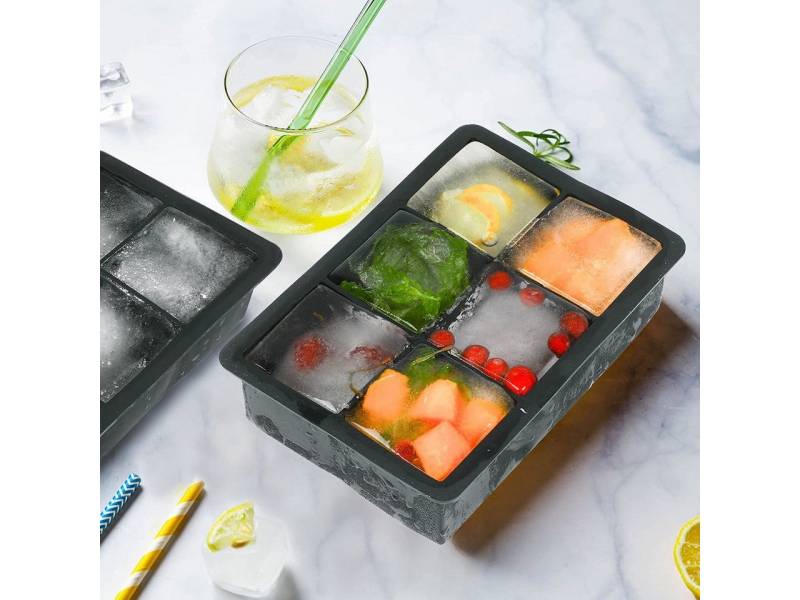 PRIISF Silikonform Rechteckig Eiswürfelform Eiswürfelbox mit Deckel leichtes herauslösen, (Frischhaltedose Vorratsdose Eiswürfelbereiter Jumbowürfel Form), Eiswürfelbehälter Gefrierschrank Eiswürfel Form,Ice Cube Tray with Lid von PRIISF