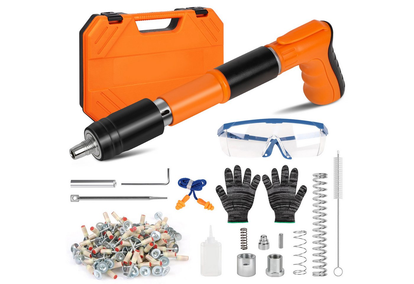 PRIISF Stauchkopfnagler Hochdruck Nagelpistole DIY Nagel-Wandbefestigungswerkzeug 5 Gänge, mit 150 Nägeln & Koffer, Mini Verstellbare Wand-Nagelpistole Stahl-Nagelpistole PRIISF Stauchkopfnagler Hochdruck Nagelpistole DIY Nagel-Wandbefestigungswerkzeug 5 Gänge, mit 150 Nägeln & Koffer, Mini Verstellbare Wand-Nagelpistole Stahl-Nagelpistole von PRIISF