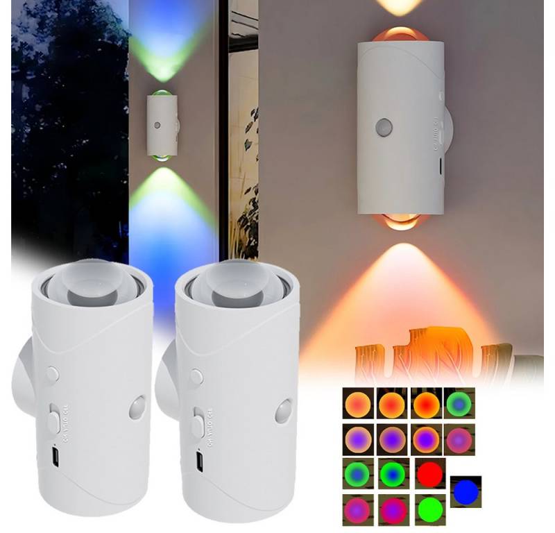 PRIISF Steckdosenleuchte Dimmbar LED Nachtlicht Nachtlampe mit Bewegungsmelder Dämmerungssensor, USB-Aufladbar, RGB Farbwechsel Wandlicht, Akku Kabellose Wandlampe Nachttischlampe Wandleuchte, Steckdosenlicht für Schlafzimmer Büro College Wohnheim Zimmer Küche von PRIISF