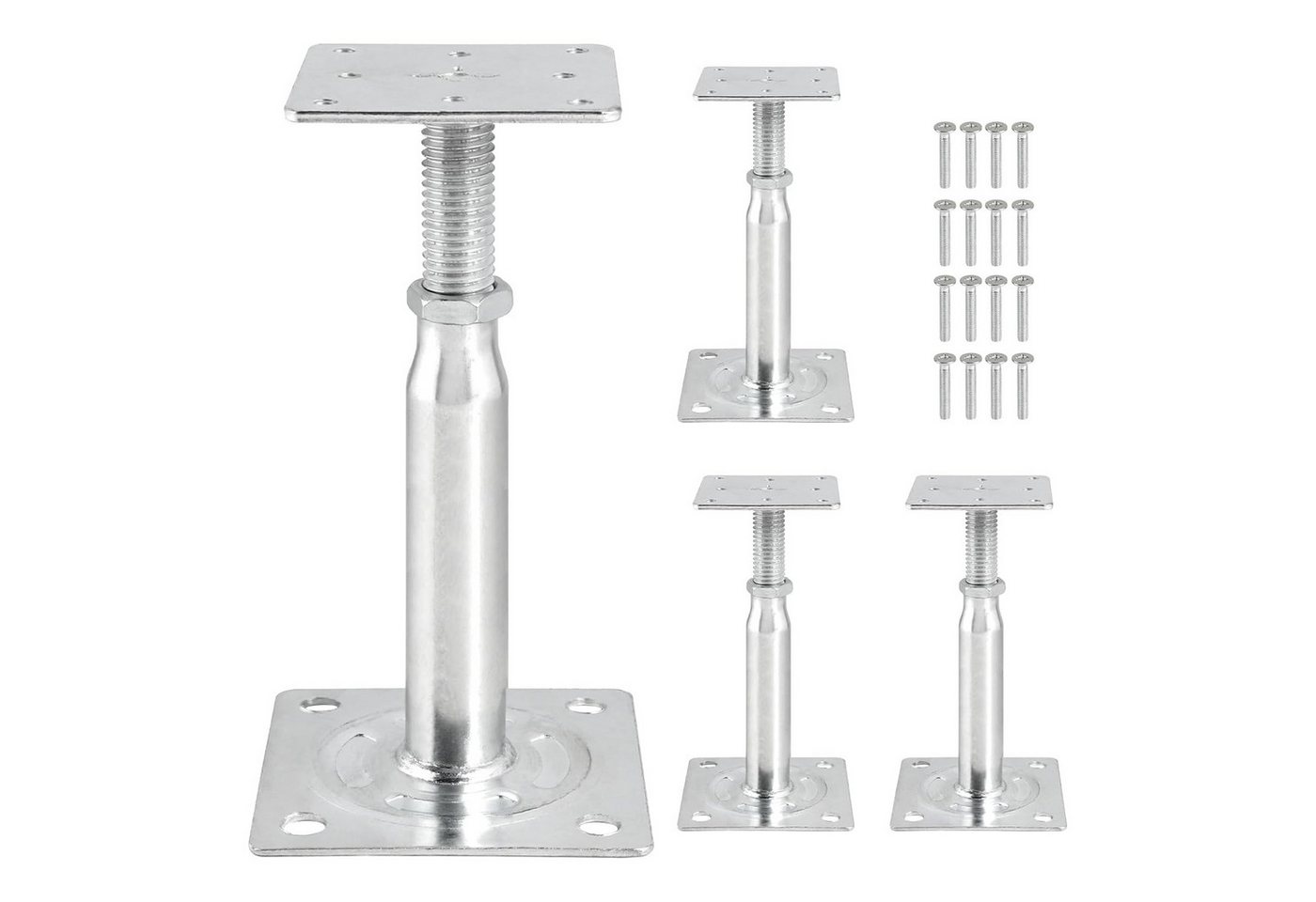 PRIISF Stützelement Pfostenträger höhenverstellbar 100-190mm Pfostenanker Gewinde Stützfuß, für 75x75mm / 95x95mm Ankerplatte Aufschraubhülse Anker Gewindestange, 4 Stück Pfostenschuh verzinkt verstellbar stützen Bodenfuß Stützenfuss PRIISF Stützelement Pfostenträger höhenverstellbar 100-190mm Pfostenanker Gewinde Stützfuß, für 75x75mm / 95x95mm Ankerplatte Aufschraubhülse Anker Gewindestange, 4 Stück Pfostenschuh verzinkt verstellbar stützen Bodenfuß Stützenfuss von PRIISF