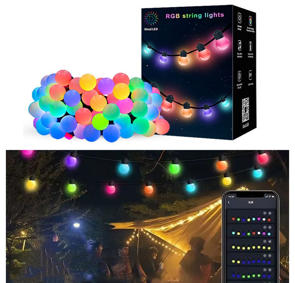 PRIISF Systemlichterkette LED Kugeln Lichterkette RGB Glühbirnenkette Aussen Innen Beleuchtung, Bunt Licht Smart LED Lichterkette IP65 App Fernbedienung Ambient Musik PRIISF Systemlichterkette LED Kugeln Lichterkette RGB Glühbirnenkette Aussen Innen Beleuchtung, Bunt Licht Smart LED Lichterkette IP65 App Fernbedienung Ambient Musik von PRIISF