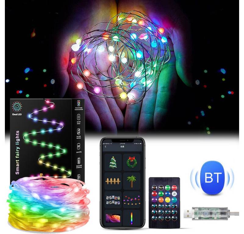 PRIISF Systemlichterkette LED Lichterkette RGB Beleuchtung USB Bluetooth Musik Lichterschlauch, SMART APP String Fairy Lights Lichter Nachtlicht Außen Innen von PRIISF