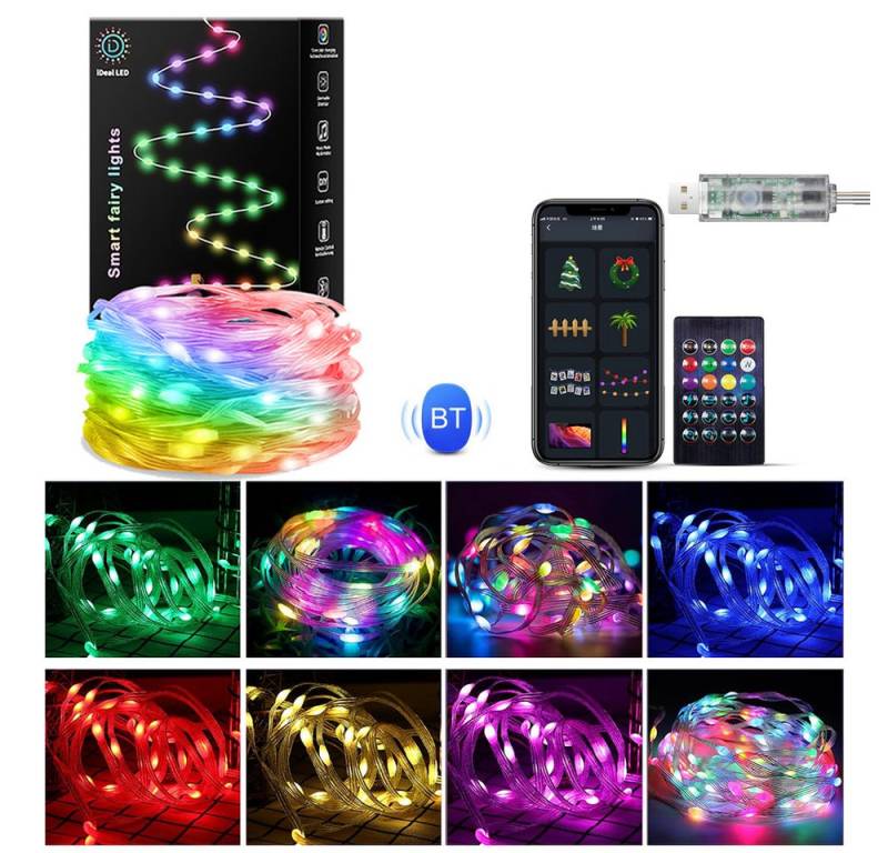 PRIISF Systemlichterkette LED Lichterkette RGB Beleuchtung USB Bluetooth Musik Lichterschlauch, SMART APP String Fairy Lights Lichter Nachtlicht Außen Innen von PRIISF