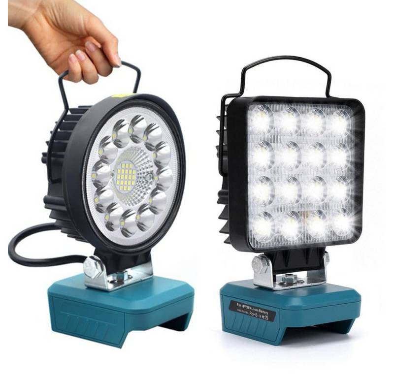 PRIISF Taschenlampe LED Gartenleuchte Camping Zeltlampe Aufladbar Arbeitsleuchte Handlampe (Für Makita 18V Akku-Lampe Baustrahler Wiederaufladbare Hängeleuchte, Weihnachten Lampe kabellos Bodenleuchte Laterne Lantern Campinglampe), mit Typ-C- und USB-Ladeanschluss Werkstattlampe Baulampe von PRIISF