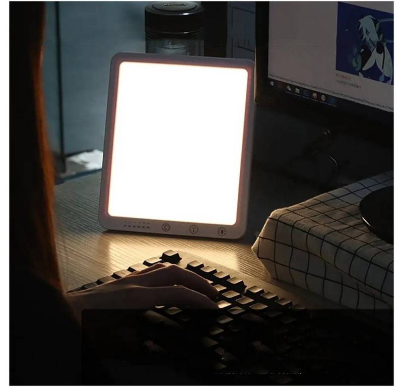 PRIISF Tisch-Tageslichtlampe SAD Tageslichtlampe LED Tageslichtleuchte Dimmer Lichttherapie UV-frei, 10000LUX, 5 einstellbare Helligkeitsstufen 3000-10000 Lux, 3 Farbtemperaturen 3000K 4500K 6500K, simuliert Tageslicht, 10000 LUX LED Lampe, Timer, Medizinprodukt Dimmer Lichttherapie gegen Winterdepression von PRIISF