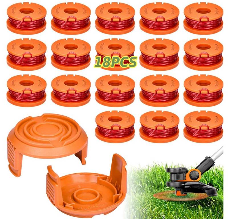 PRIISF Trimmerfaden 20Pack Rasentrimmer Spule Spulenmodell WA0010 Fadenspule Für Alle Worx, 1,65 mm Fadendurchmesser, (18 Stücke Rasentrimmer Spule und 2 Stücke Trimmerspulenabdeckung, Langlebige Ersatzspule Trimmerfaden Trimmer Schnur Rasen Mähfaden), Trimmerfaden Trimmer Mähfaden Fadenkopf Mähkopf Mähfaden von PRIISF