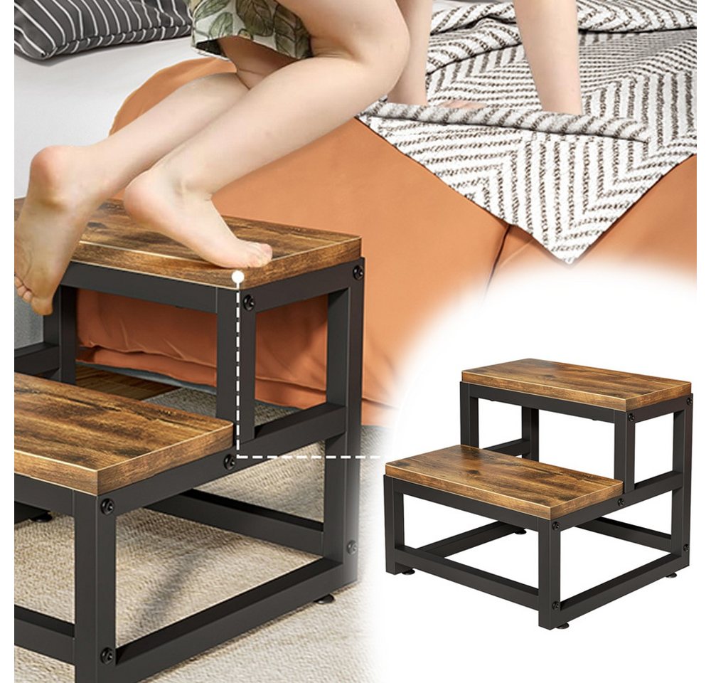 PRIISF Tritthocker Fußschemel Holz Kindertritt 2Stufen Stufenhocker Badhocker Anti-Rutsch (Tritthocker Treppenhocker Fußhocker mit Antirutschmatte, Trittleiter Doppel Trittstufe Wohnmobil Leiter Tritt Hocker Stahl Holz), für Kinder, Erwachsene, Haustiere, Küche, Bedside, Badezimmer PRIISF Tritthocker Fußschemel Holz Kindertritt 2Stufen Stufenhocker Badhocker Anti-Rutsch (Tritthocker Treppenhocker Fußhocker mit Antirutschmatte, Trittleiter Doppel Trittstufe Wohnmobil Leiter Tritt Hocker Stahl Holz), für Kinder, Erwachsene, Haustiere, Küche, Bedside, Badezimmer von PRIISF