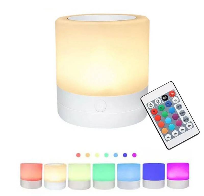 PRIISF USB-Tischleuchte LED Tischleuchte Kabellos Touch-Dimmbare Nachtlicht Nachttischlampe (Akkulampe, Schlaflicht), Tischlampe Kinder Wiederaufladbar 7 Farbmodi MobilesLicht Farbwechsel von PRIISF