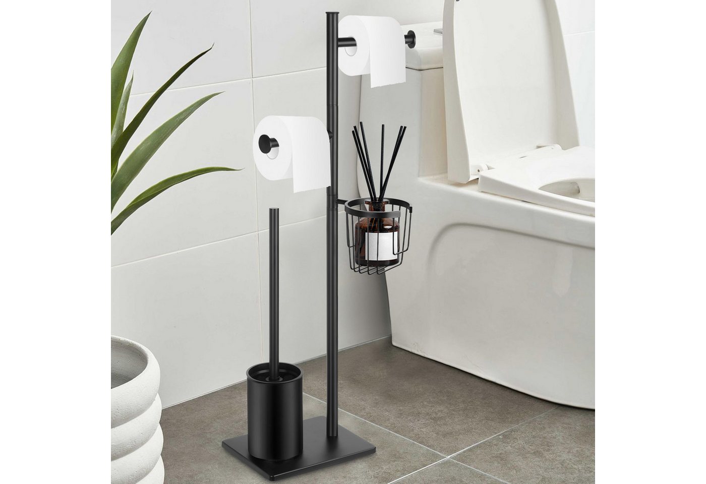 PRIISF WC-Reinigungsbürste 4in1 Klopapierhalter WC-Garnitur Klobürste Stand Toilettenpapierhalter, WC, Toilette, Badezimmer, (Edelstahl Toilettenpapierrollenhalter WC-Bürstenhalter/Ablage, Toilettenbürste Klorollenhalter mit beschwerter Basis), Stand WC Garnitur mit Klobürste Toilettenpapierständer PRIISF WC-Reinigungsbürste 4in1 Klopapierhalter WC-Garnitur Klobürste Stand Toilettenpapierhalter, WC, Toilette, Badezimmer, (Edelstahl Toilettenpapierrollenhalter WC-Bürstenhalter/Ablage, Toilettenbürste Klorollenhalter mit beschwerter Basis), Stand WC Garnitur mit Klobürste Toilettenpapierständer von PRIISF