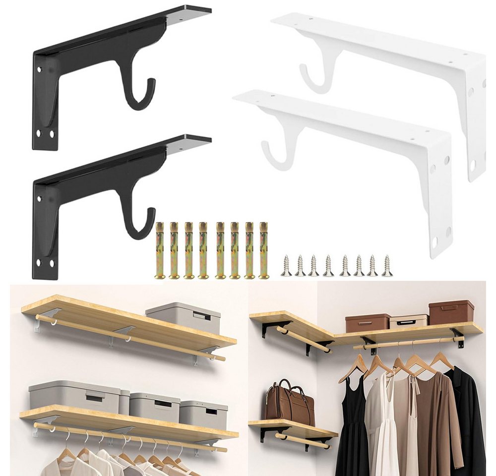 PRIISF Wandgarderobe Wandgarderobe Garderobenhaken Wandregal Hängestange Wandmontiertes Set PRIISF Wandgarderobe Wandgarderobe Garderobenhaken Wandregal Hängestange Wandmontiertes Set von PRIISF