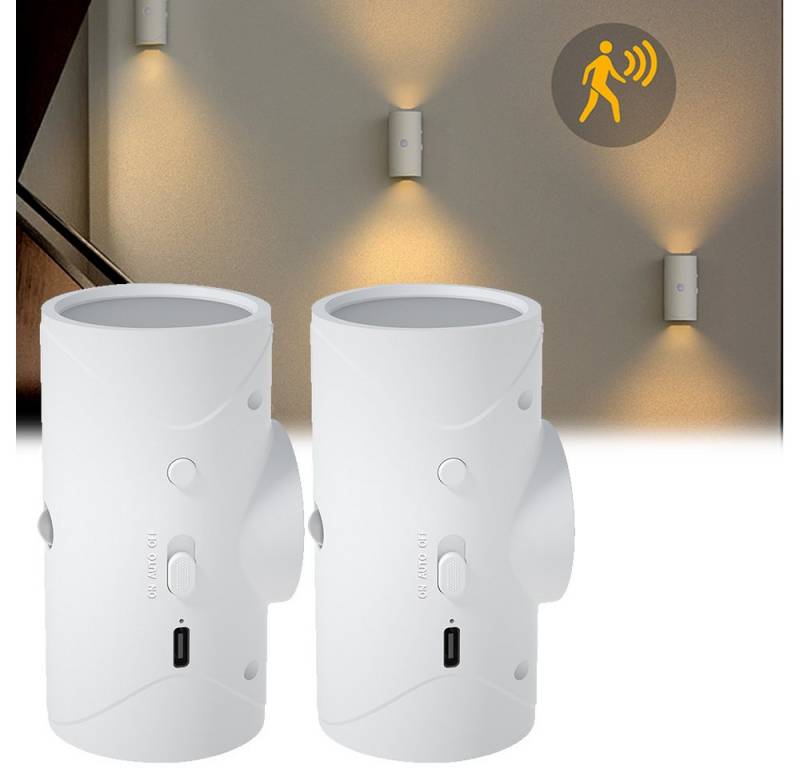 PRIISF Wandleuchte LED Innen 2er Set Wandleuchte Up Down Wandlampe 3000K Warmweiß Akku, Magnetische,Aufladbare, Weiß Modernes Design Wandlicht Spotlicht, Wandlichter ohne stromanschluss Touch Control Leuchten, für Badezimmer, Wohnzimmer, Schlafzimmer Flurlampe Wandleuchte von PRIISF