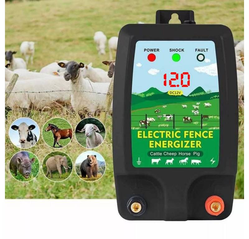 PRIISF Weidenzaun Weidezaungerät 12V Elektrozaungerät 1,5J Weidegerät Elektro Weide Zaun, (Effektives Elektrozaun Weidegerät Impedanz Spitzenspannung 12kV, 230V Elektrozaun Weidezaun Set Vieh Weidezaun Gerät für 3 bis 5 km), für Geflügel, Vieh, Hobbytiere, Haustiere, Schutz Gärten Grundstücken von PRIISF