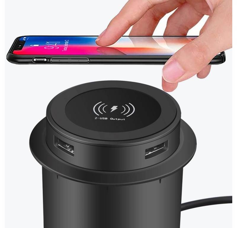 PRIISF Wireless Charger Qi SCHNELL Ladegerät Induktive Ladestation mit 2 USB Steckdosenverteiler (USB-Anschluss, USB-Anschlüsse, Versenkbare Steckdose Tischsteckdose Kabellänge, Kabellänge 1,4 m), Kabelloses Laden Einbausteckdose Einbau Steckdosenturm Ladegerät PRIISF Wireless Charger Qi SCHNELL Ladegerät Induktive Ladestation mit 2 USB Steckdosenverteiler (USB-Anschluss, USB-Anschlüsse, Versenkbare Steckdose Tischsteckdose Kabellänge, Kabellänge 1,4 m), Kabelloses Laden Einbausteckdose Einbau Steckdosenturm Ladegerät von PRIISF
