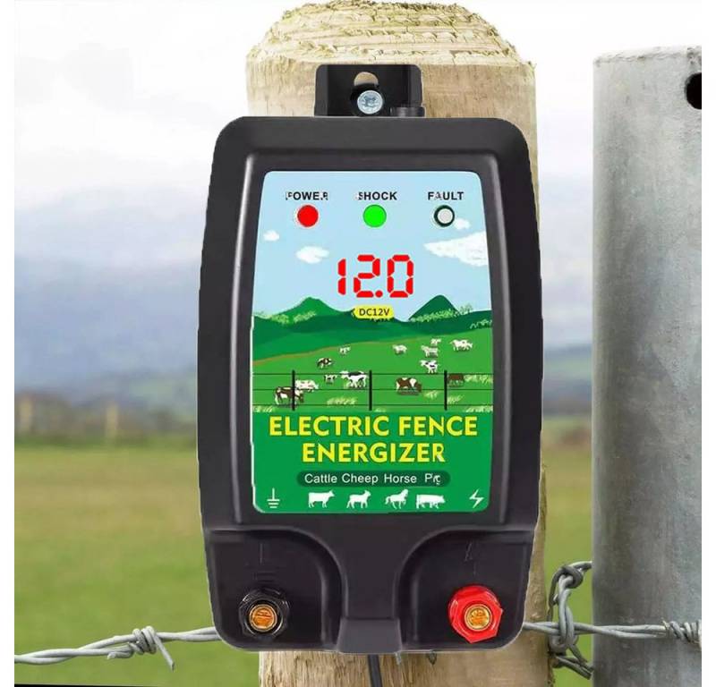PRIISF Zaun Weidezaungerät Elektrozaungerät Weidegerät Elektro Weide 230V 5km Zaun, (1,5Joule Effektives Elektro Weide Zaun 12Volt Elektrozaun Weidegerät, niedrige Impedanz Spitzenspannung 12kV Weidezaun Gerät Set), für einen sicheren Weidezaun Geflügel, Vieh, Hobbytiere, Haustiere von PRIISF