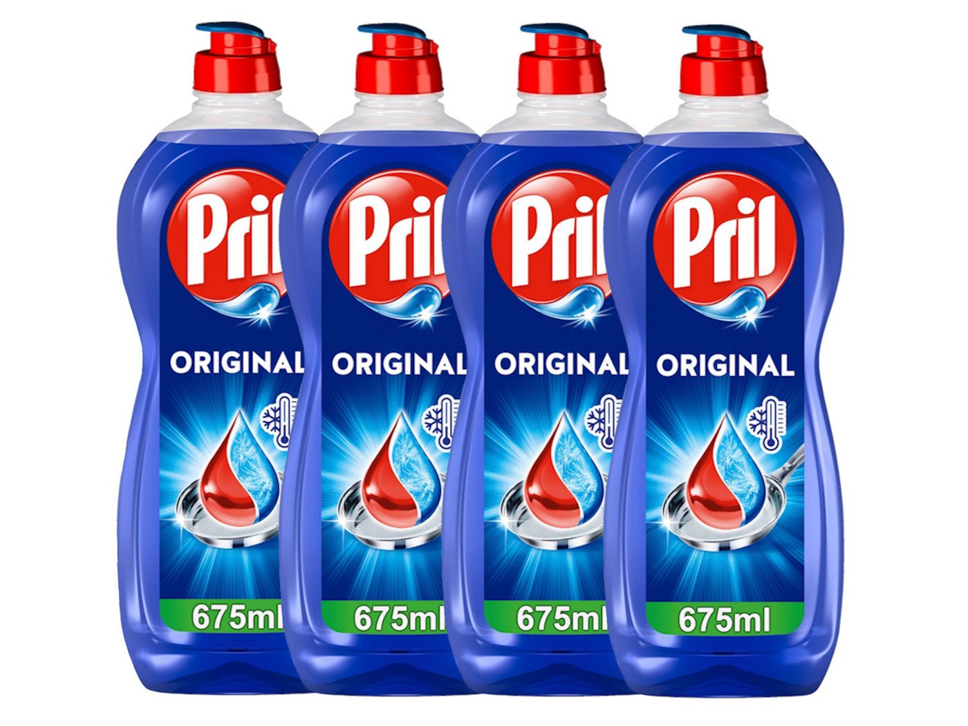 PRIL Original 4 x 675ml Geschirrspülmittel (Spar-Pack, [4-St. selbstaktiv gegen Fett & Stärke) von PRIL