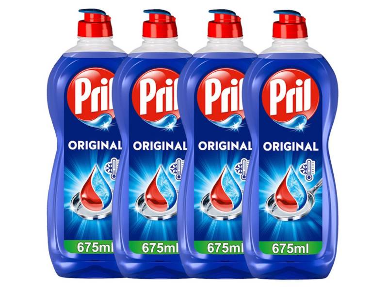 PRIL Original 4 x 675ml Geschirrspülmittel (Spar-Pack, [4-St. selbstaktiv gegen Fett & Stärke) von PRIL