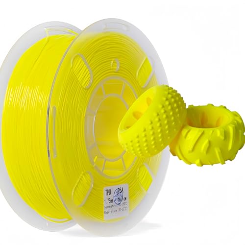 PRILINE TPU Filament, PRILINE High Flow/High Speed Printing 95A TPU Flexible Soft 3D Printer Filament 1KG 1.75mm Spool,Support Fast Printing, Yellow von PRILINE