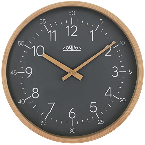 PRIM Grey Wooden Wall Clock-Wanduhr, Wanduhr Wird jeden zufriedenstellen, Arabische Zahlen und Minuten 305mm der Schlichtes Design und natürliche Materialien mag,E07P.3854.5392, Small/Normall PRIM Grey Wooden Wall Clock-Wanduhr, Wanduhr Wird jeden zufriedenstellen, Arabische Zahlen und Minuten 305mm der Schlichtes Design und natürliche Materialien mag,E07P.3854.5392, Small/Normall von PRIM