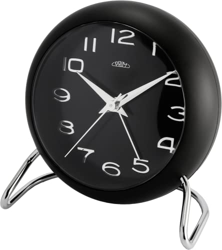 PRIM Dream Alarm Wecker, Analoger Wecker aus Kunststoff mit Metall-Füßen, Ouarz-Schrittmotor, Quartz-Taiwan, Eine Kombination modernem und Retro-Design, Schwarz, C01P.4086.90, Klein/Normal von PRIM