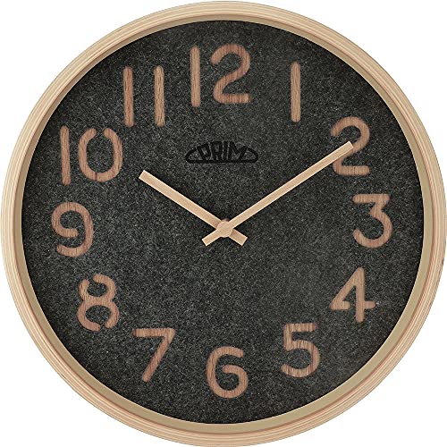 PRIM Organic Soft - D Holz Wanduhr, Quarz-Uhrwerk Sweep, mit einem Innenteil aus feinem Teppich, Schwarz/Holz, Wanddeko, Schöne Wanddeko für jeden Raum, Wohnzimmer, Schlafzimmer, Küche, Büro PRIM Organic Soft - D Holz Wanduhr, Quarz-Uhrwerk Sweep, mit einem Innenteil aus feinem Teppich, Schwarz/Holz, Wanddeko, Schöne Wanddeko für jeden Raum, Wohnzimmer, Schlafzimmer, Küche, Büro von PRIM