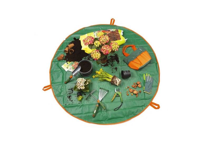 PRIMA GARDEN Blumentopfuntersetzer 2in1 Pflanzunterlage und Utensilienbeutel Grün Gartenarbeitsunterlage, 1-tlg., Polyester Ø 148 cm von PRIMA GARDEN