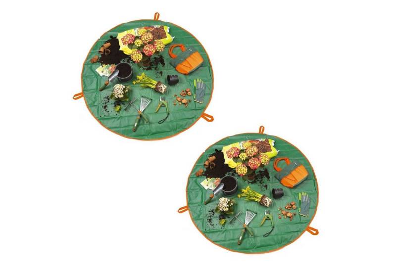 PRIMA GARDEN Blumentopfuntersetzer 2in1 Pflanzunterlage und Utensilienbeutel Grün Gartenarbeitsunterlage, 2-tlg., Polyester Ø 148 cm von PRIMA GARDEN
